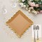 25 Natural 9" Square Disposable Dinner Paper PLATES Gold Scalloped Trim